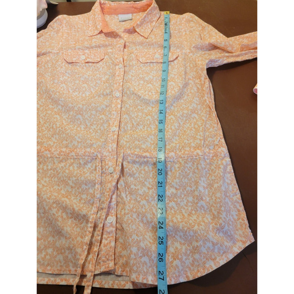 Columbia Pink Camp Henry II Floral Button Down Shirt Roll Tab Women's Medium - Picture 3 of 9